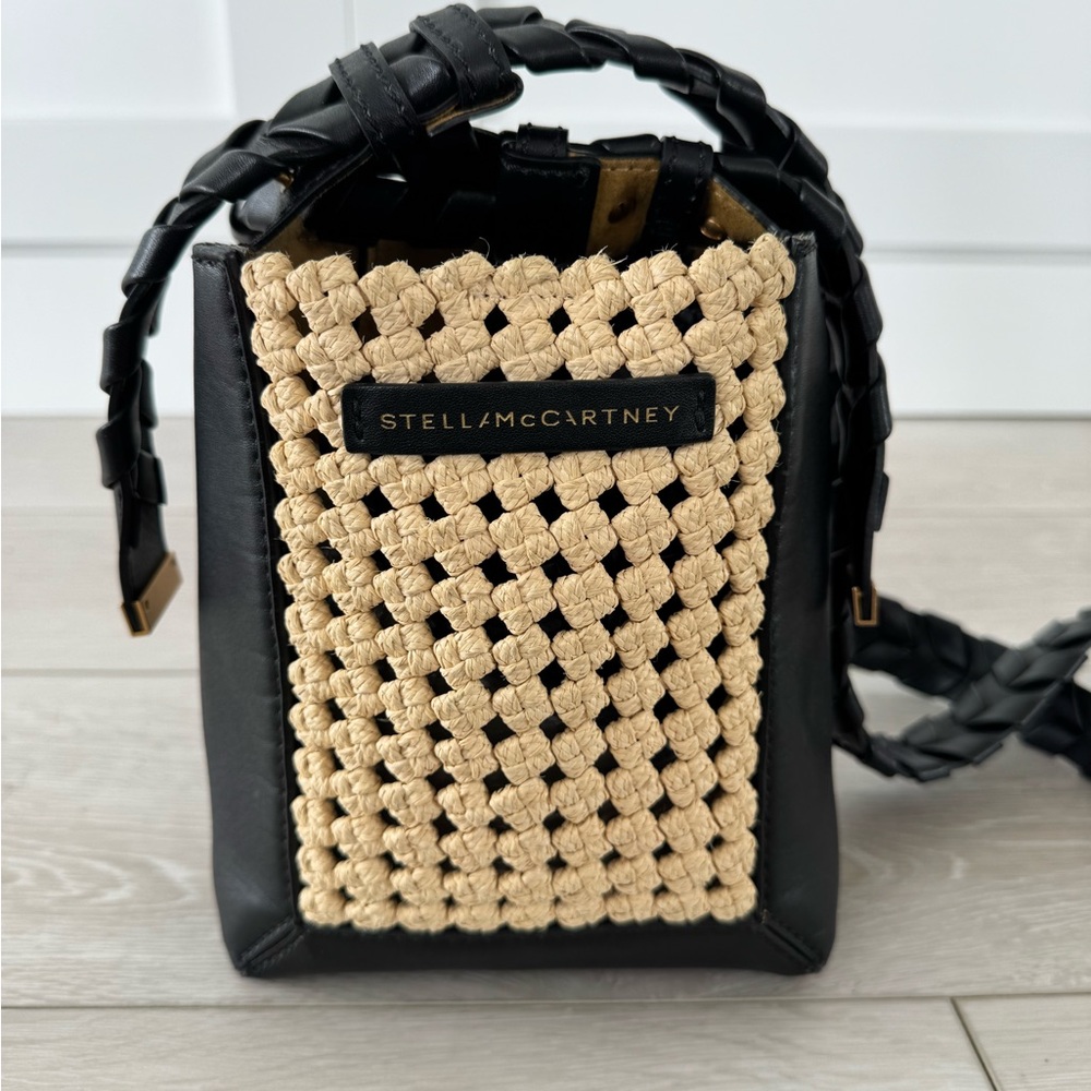 STELLA MCCARTNEY
Braided Raffia and Leather Small Hobo Bag